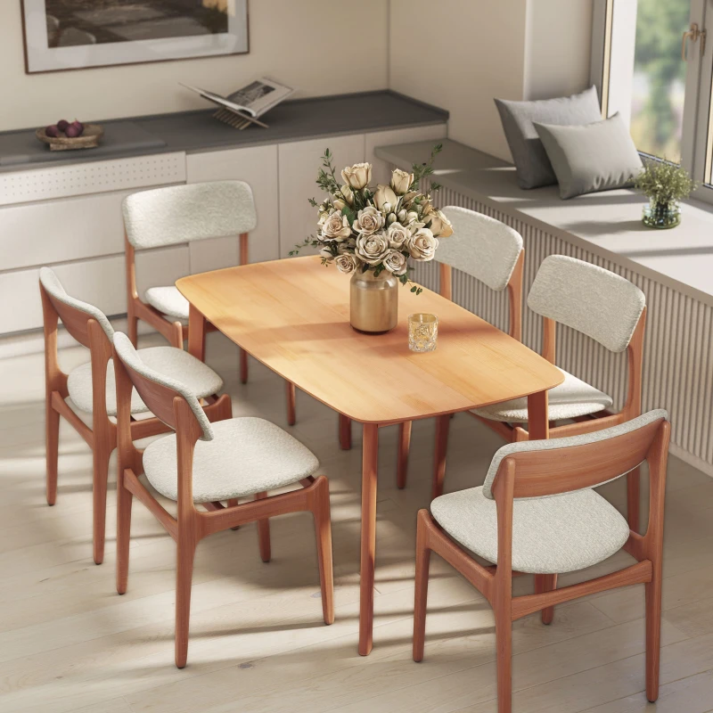 HOMCOM Table à manger rectangulaire pour 6 personnes table de cuisine 150 cm en bois massif 150 x 80 x 76 cm bois naturel
