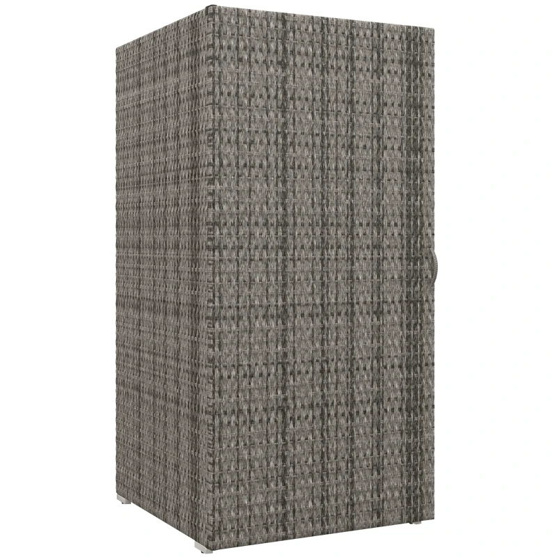 Outsunny Gartenschrank aus PE-Rattan mit 2 Fächern, 60x63x120cm, Grau