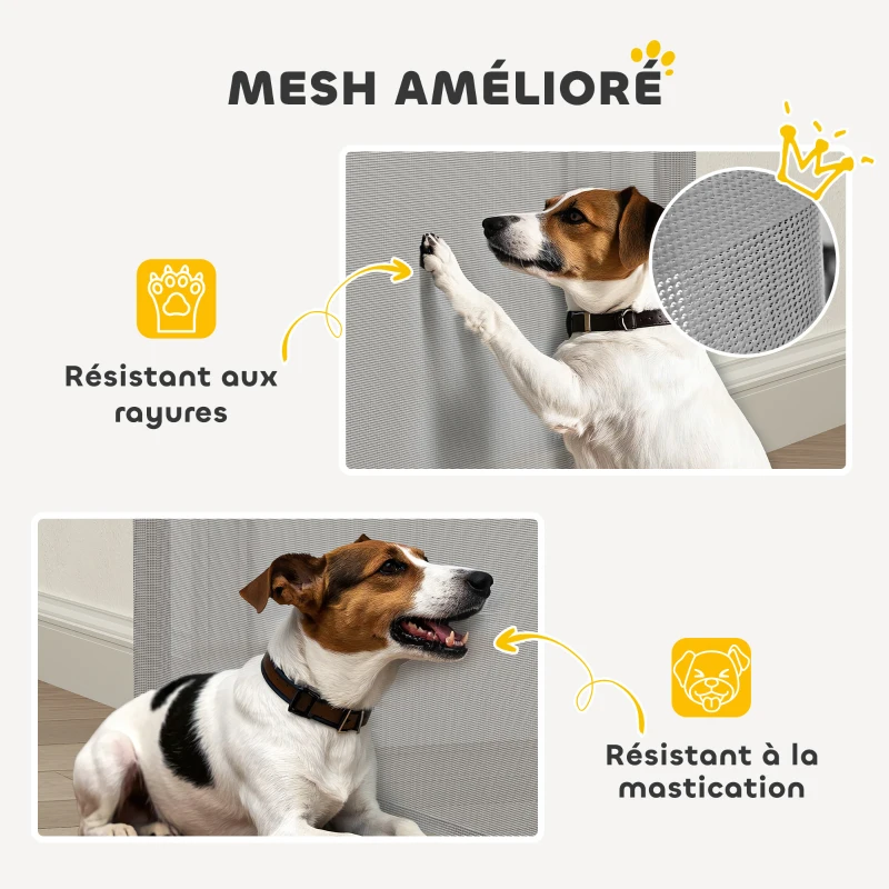 PawHut Ausziehbares Hundegitter von 0 bis 149 cm mit automatischer Verriegelung - Grau