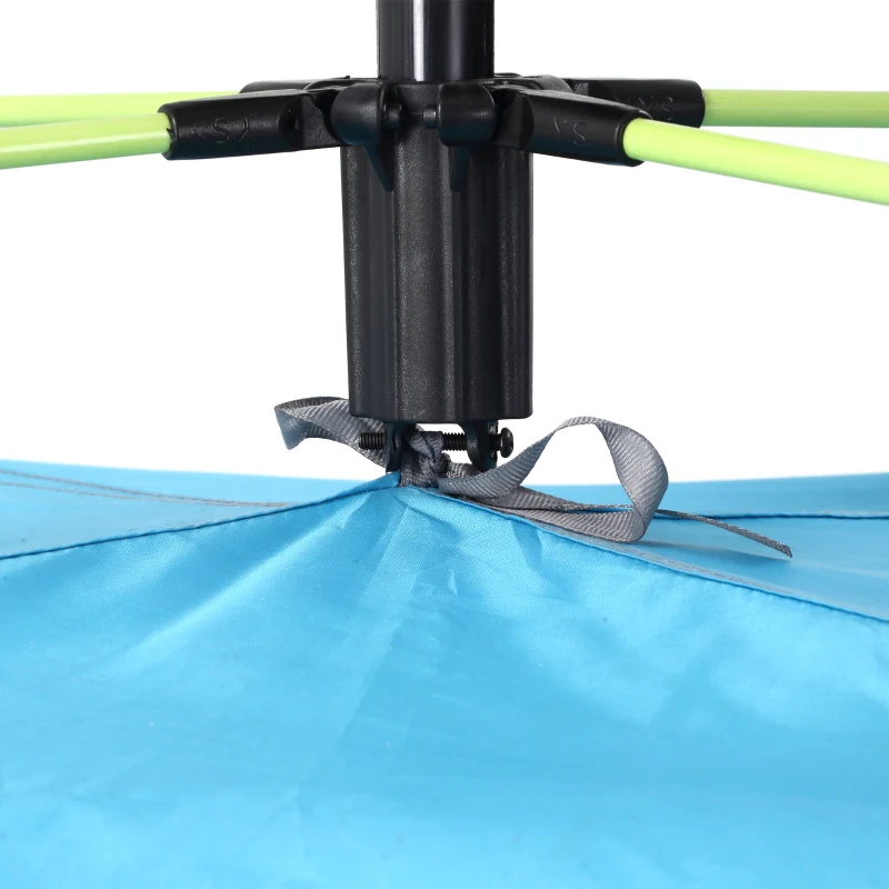 Outsunny Strandzelt Pop-Up mit Reißverschlusstür, aus Polyester und Glasfaser, 220x173x120 cm, Hellblau und Gelb