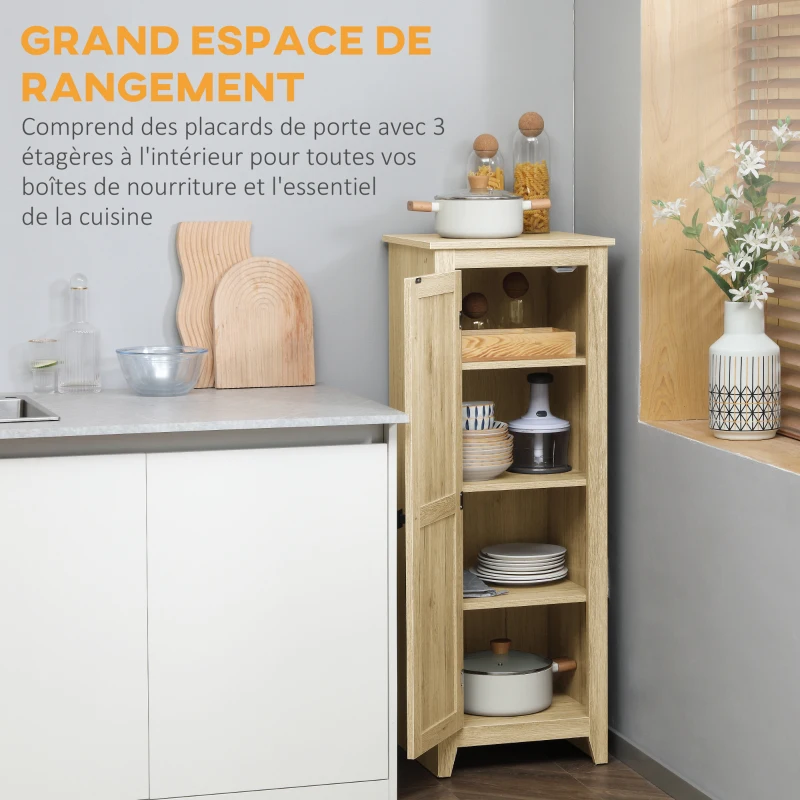 HOMCOM Armoire de Rangement sur Pieds, Meuble Colonne pour Cusine, Salle de bain, Style Classique avec 3 étagères réglables