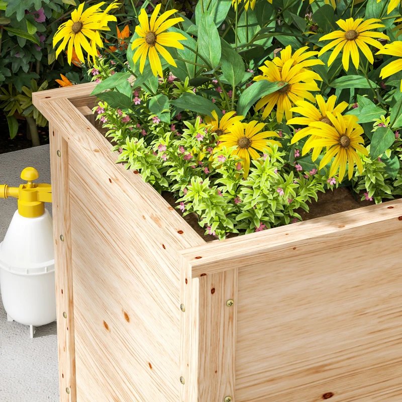 Outsunny Hochbeet in L-Form, erhöhtes Gartenbeet, offenes Blumenbeet aus Holz 120 x 120 x 62 cm, Naturholz