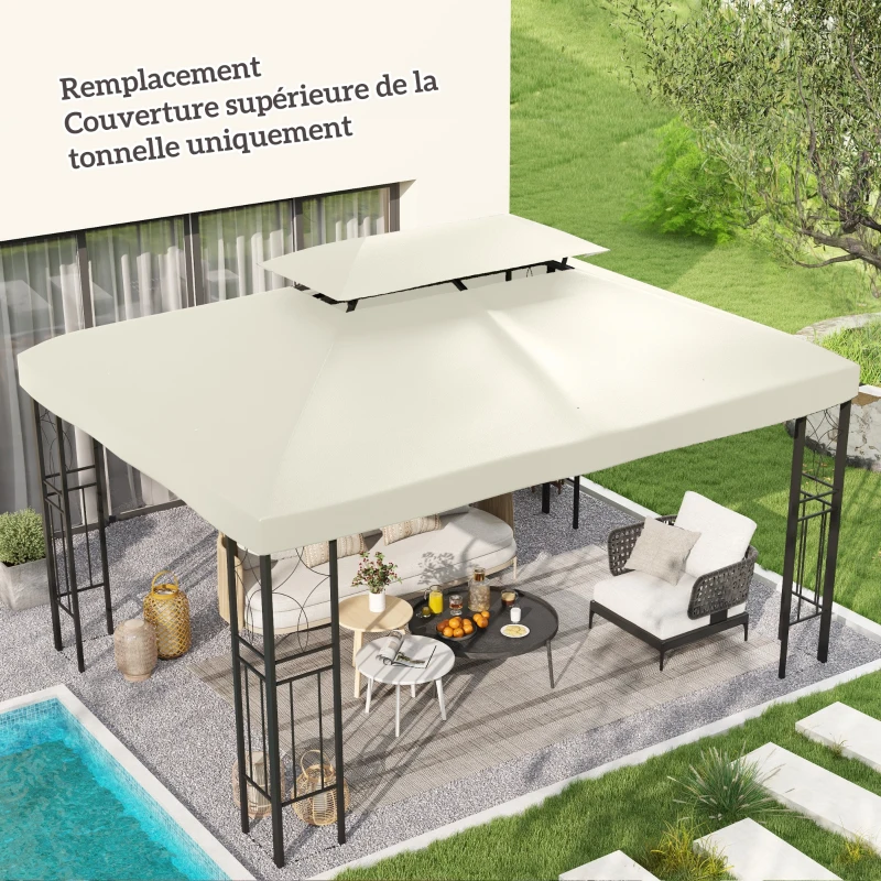Outsunny Toit de Rechange pour Tonnelle Crème 3 x 4 m
