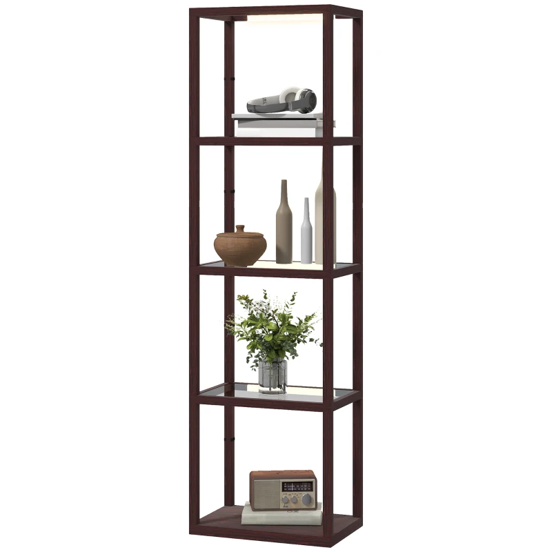 HOMCOM Four-Shelf Floor Lamp - Dark Brown