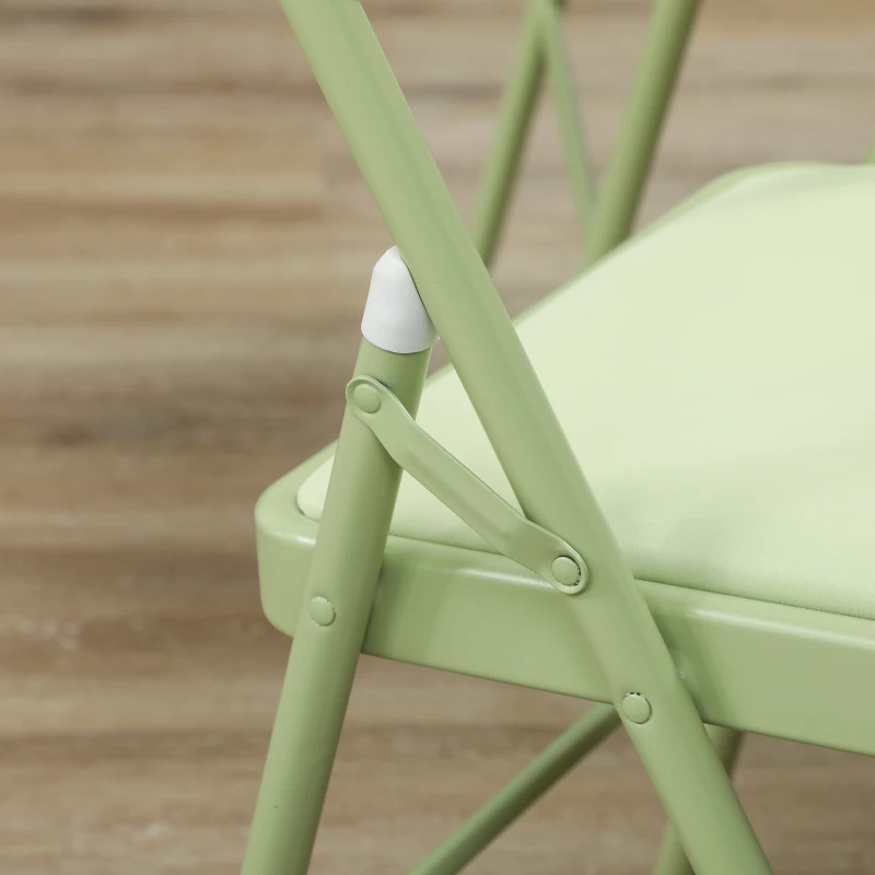 HOMCOM Set mit 4 klappbaren und tragbaren Innenstühlen mit gepolsterten Sitz- und Rückenlehnen aus Samt, Stahlrahmen, grün