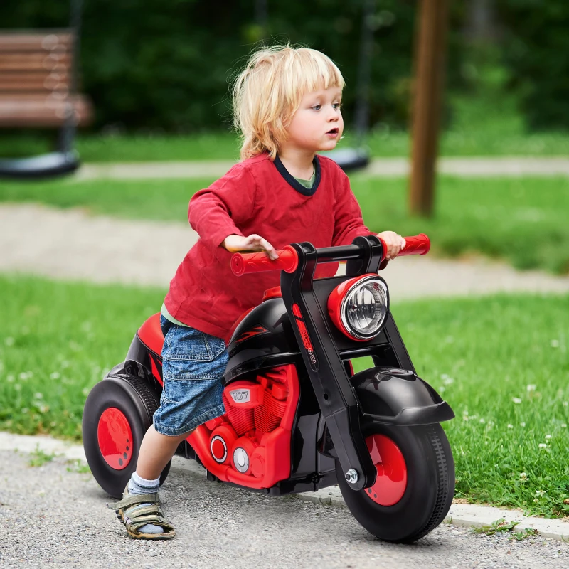 AIYAPLAY Motorrad Kinderscooter Motorrad Laufrad mit Musik und Blasen, breite Räder für Kinder von 2 bis 5 Jahren 80 x 35,5 x 42 cm schwarz