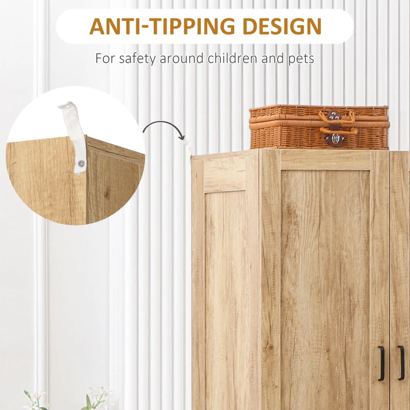 HOMCOM Wardrobe Wardrobe Storage 2 Doors and 2 Drawers with Hanging Rail - 80 x 54 x 180 cm