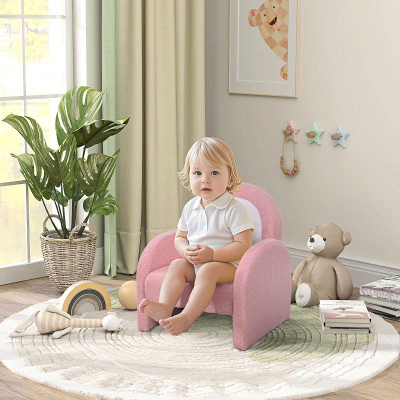 AIYAPLAY Kindersofa Kinder-Sofa in Regenbogenform, Mini-Plüschsofa für Jungen und Mädchen, Rose