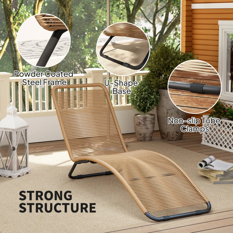 Outsunny Sun Lounger, woven resin, 'S' shape, steel frame 176 x 58 x 82 cm, natural