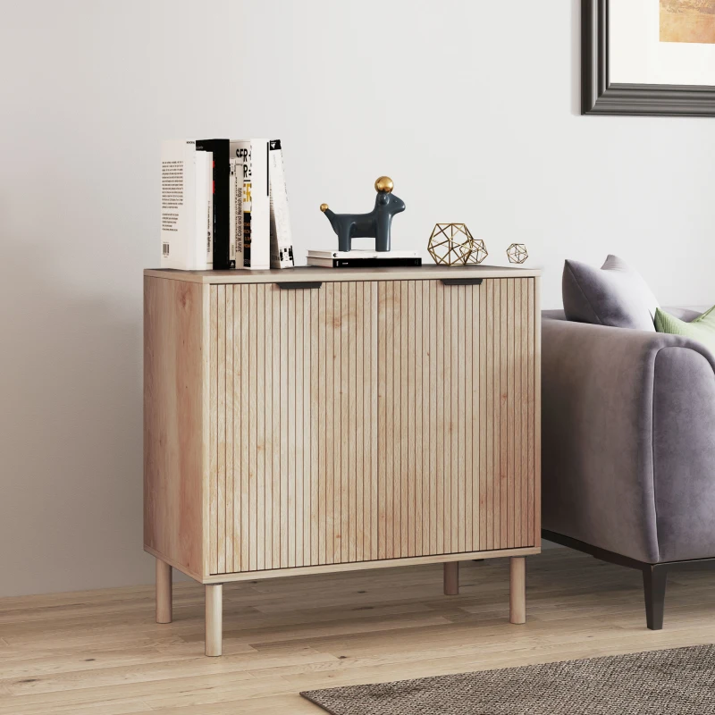 HOMCOM Holzschrank mit 2 Ebenen und verstellbarem Regal auf 3 Ebenen, 78x40x77,5 cm, Farbe Eiche
