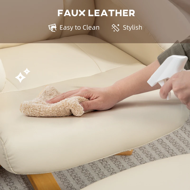 HOMCOM Relax Chair with Footrest Reclining Chair 360° Swivel Reclining Backrest Load 120 Kg Cream