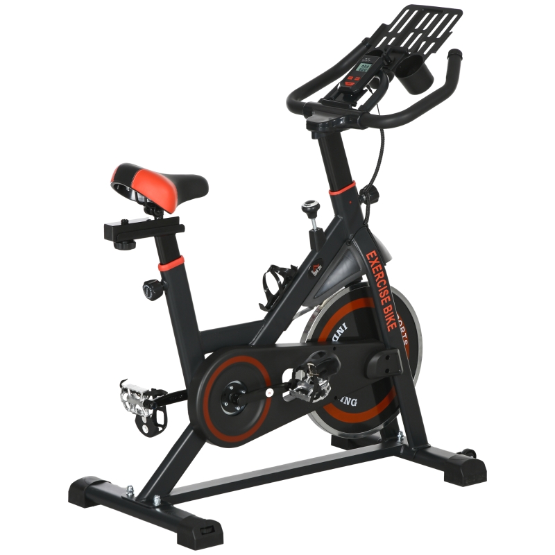 HOMCOM Heimtrainer mit 8 kg Schwungrad und LCD-Bildschirm, aus Stahl und ABS, 103x53x100-114 cm, Rot und Schwarz