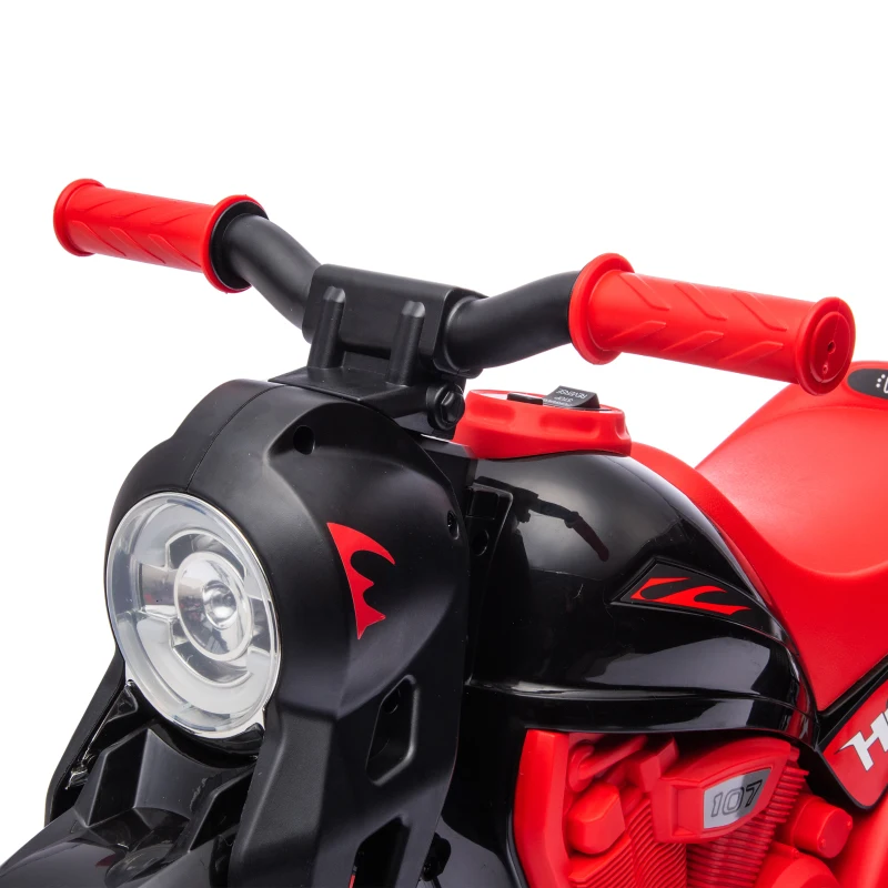 AIYAPLAY Elektro-Motorrad für Kinder 2-5 Jahre, 3 Räder, 6 V, 3 km/h, mit Seifenblasenfunktion, Licht- und Soundeffekten, Rot