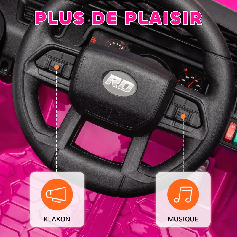 AIYAPLAY Elektroauto für Kinder 4x4 Fernbedienung 2,4 GHz, 2 Motoren 12 V, einstellbare Geschwindigkeit, Musik, Hupe, LED-Lichter, Schwarz