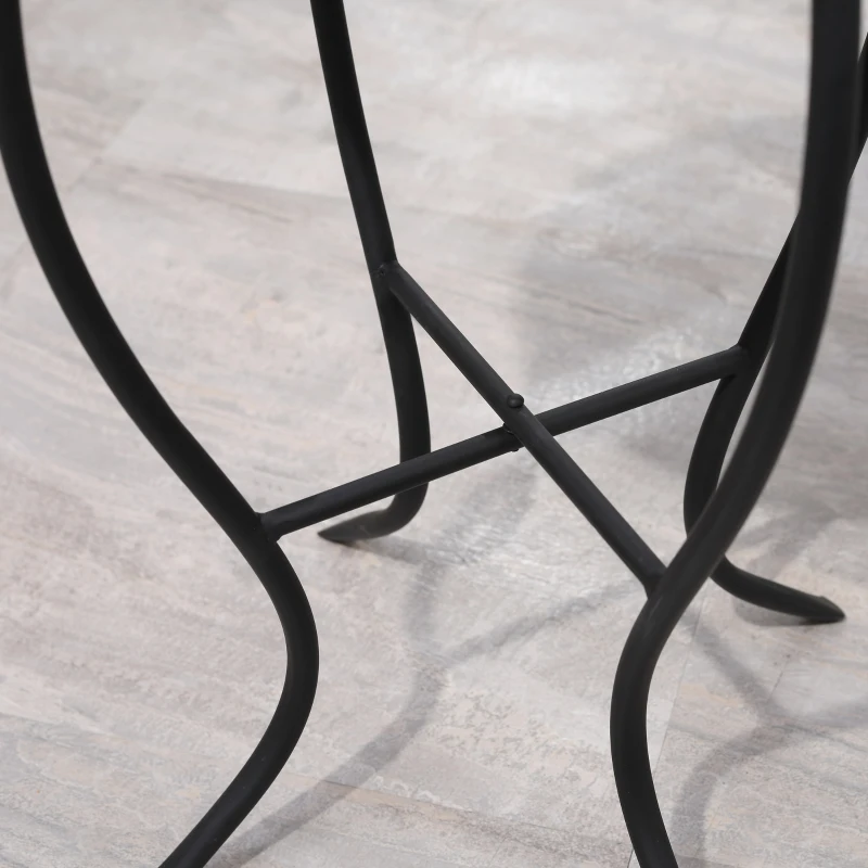 Outsunny Runder Gartentisch mit Blumenmosaik-Ablage, Ø35,5x53,5cm