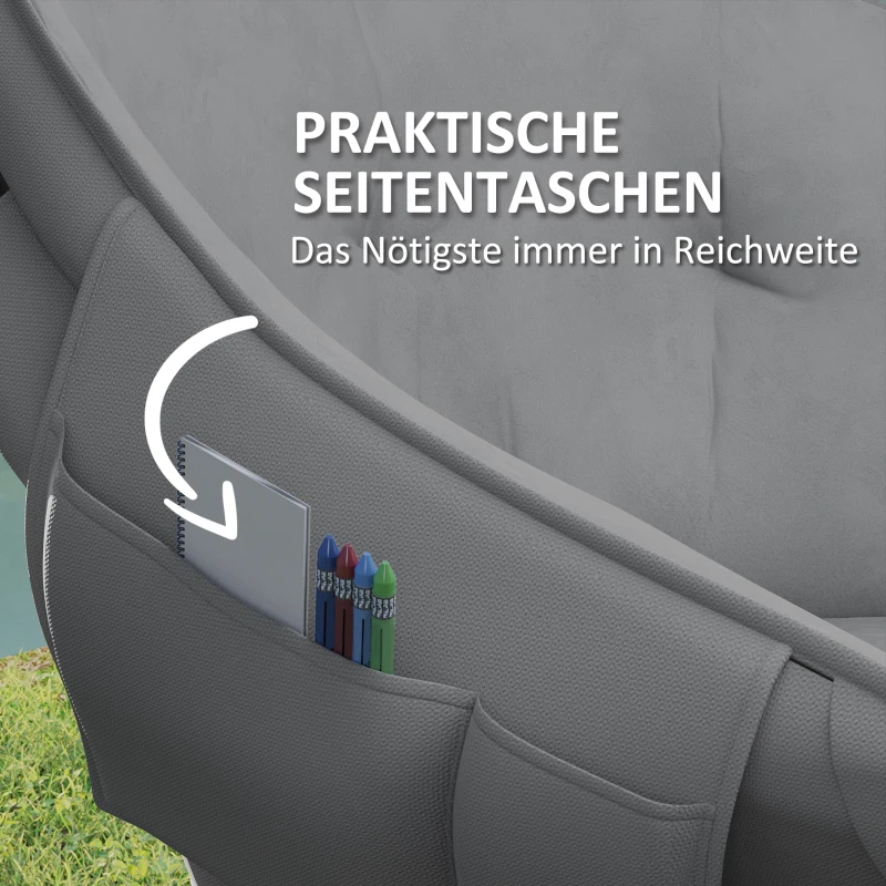 Outsunny Faltstuhl faltbar Campingstuhl mit Seitentasche Tragetasche gepolstert bis 120kg belastbar Dunkelgrau(m-6)