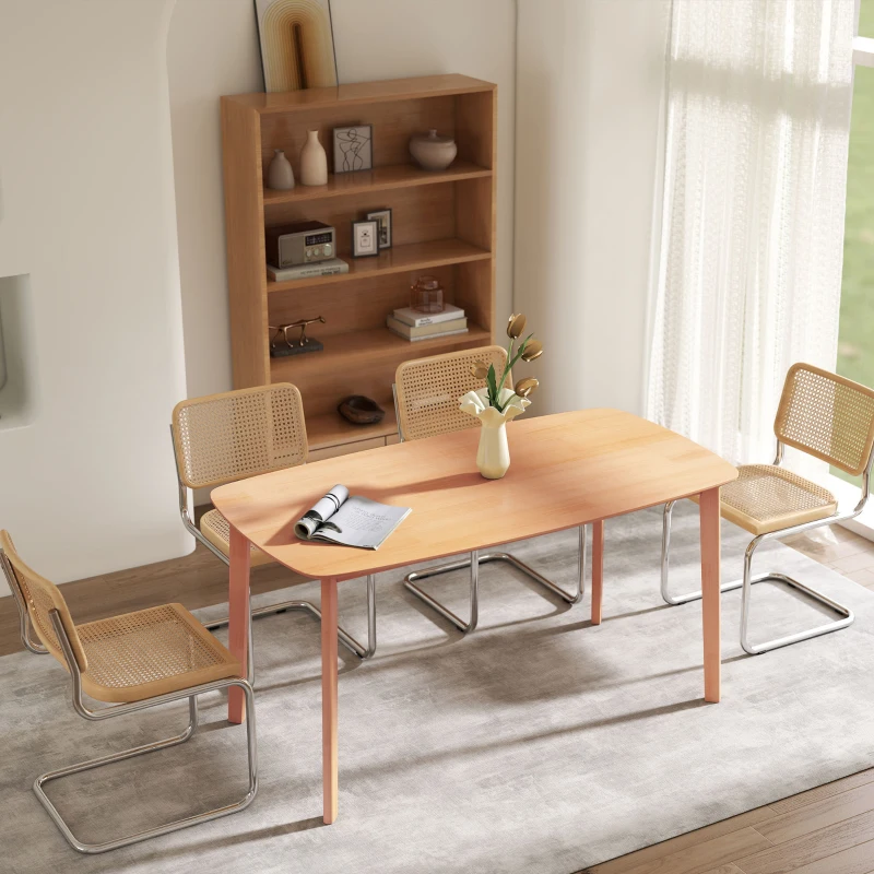 HOMCOM Table à manger rectangulaire pour 6 personnes table de cuisine 150 cm en bois massif 150 x 80 x 76 cm bois naturel