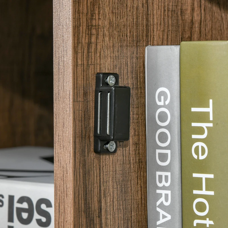 HOMCOM Mehrzweckschrank mit Regalen und Schrank aus Holz mit Metalltür, Möbel für Wohnzimmer und Küche, 80x35x82cm, Braun Grau