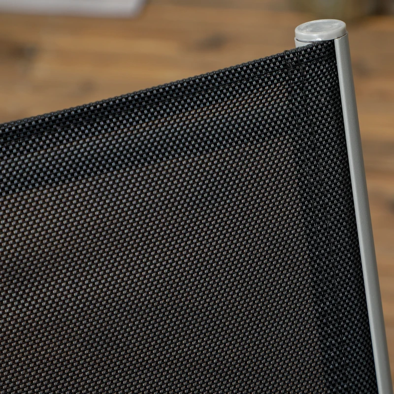 Outsunny Gartenmöbel-Set 6 Stühle + 1 Tisch aus Stahl Gartenmöbel-Set 7-teilig stapelbare Stühle Tischplatte aus gehärtetem Glas schwarz