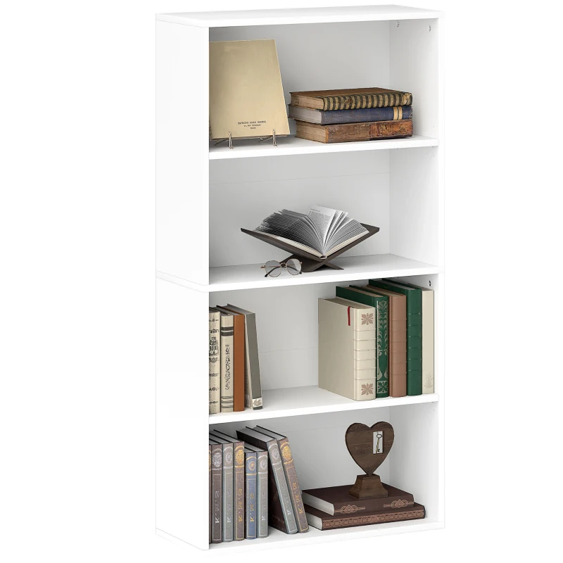 HOMCOM Bücherregal mit 4 Regalen und 2 Flexiblen Regalen, aus Holz, 60x24x115,5 cm, Weiß