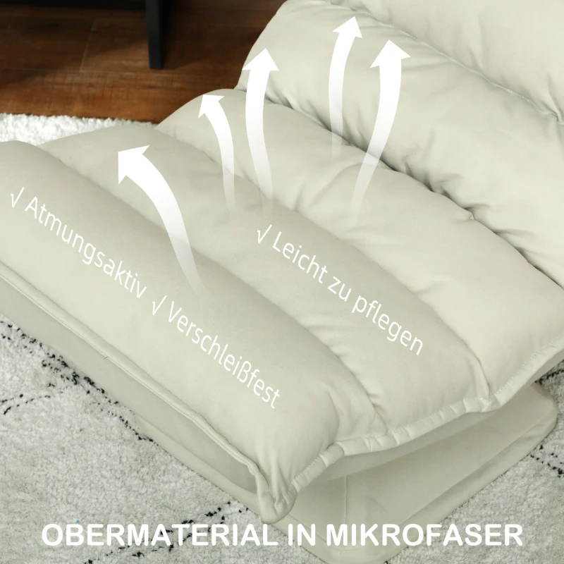 HOMCOM Relaxsessel, Sitzsack, verstellbare Rückenlehne, Lederoptik, 62x70x95cm, Beige