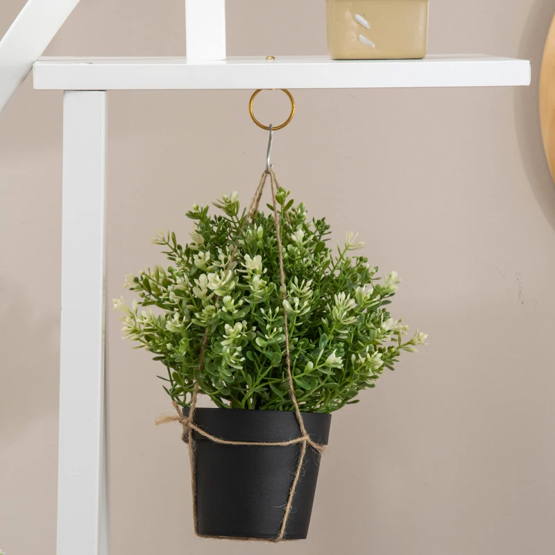 Outsunny Blumenständer 5-stufig in Halbmondform für Innen und Außen aus MDF und Stahl, 50x30x160 cm, Weiß