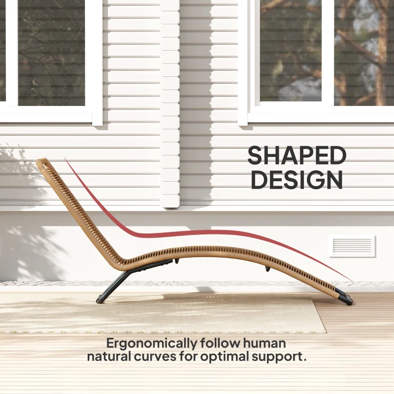Outsunny Sun Lounger, woven resin, 'S' shape, steel frame 176 x 58 x 82 cm, natural