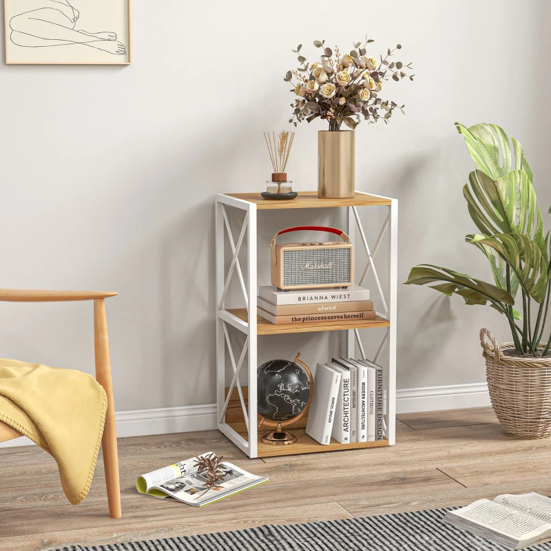 HOMCOM Regal für Wohnzimmer, Küche, Badezimmer 3 Regale platzsparend Holz 40x35x72,5 cm