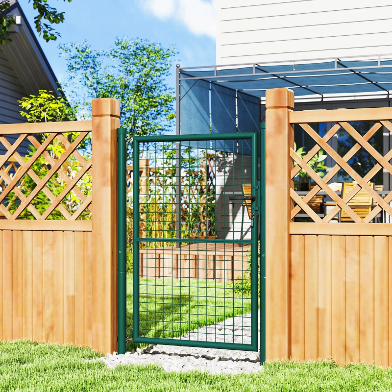 Outsunny Gartentor aus Stahl 97 x 175 cm Gartentor mit Schloss, Schlüssel und Griff, grün
