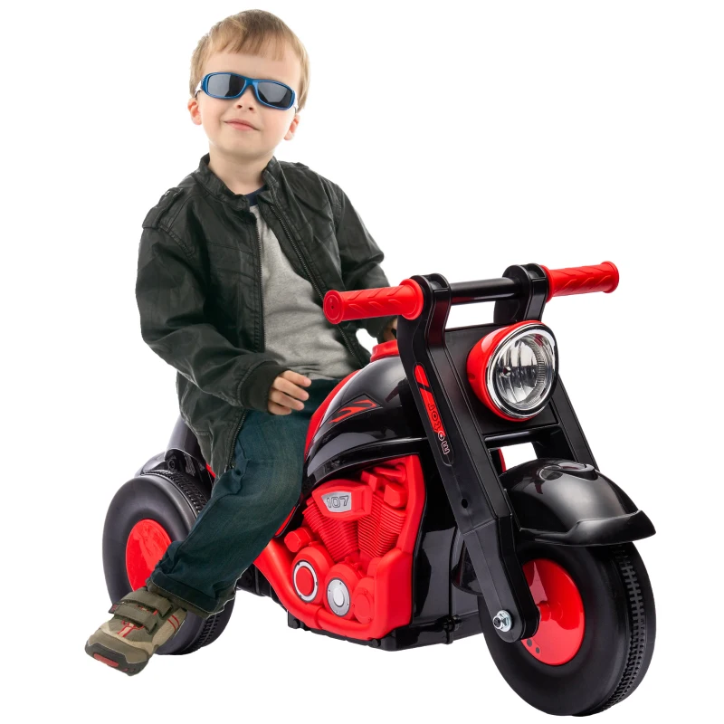 AIYAPLAY Motorrad Kinderscooter Motorrad Laufrad mit Musik und Blasen, breite Räder für Kinder von 2 bis 5 Jahren 80 x 35,5 x 42 cm schwarz