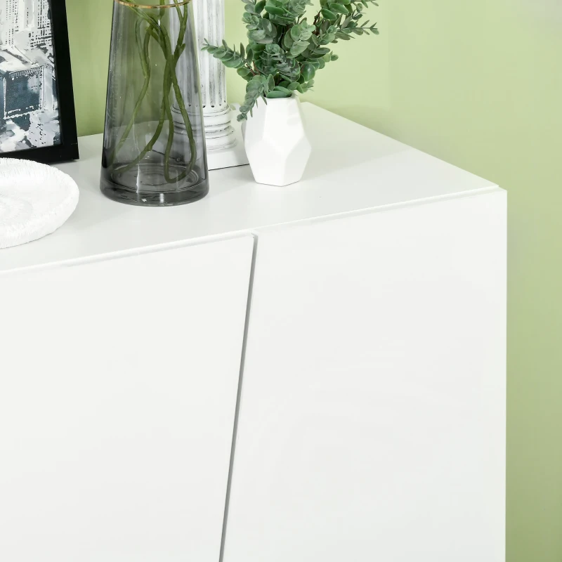 HOMCOM Aufbewahrungsregal mit Türen und verstellbarem Regal, 150 x 40 x 88 cm, glänzendes Weiß