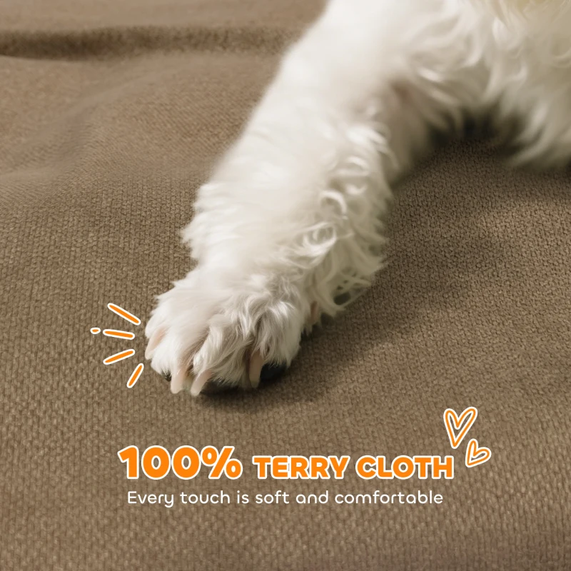 PawHut Elevated Dog Sofa Bed, Breathable Pet Sofa with Backrest and Armrest for Small Dogs, Brown