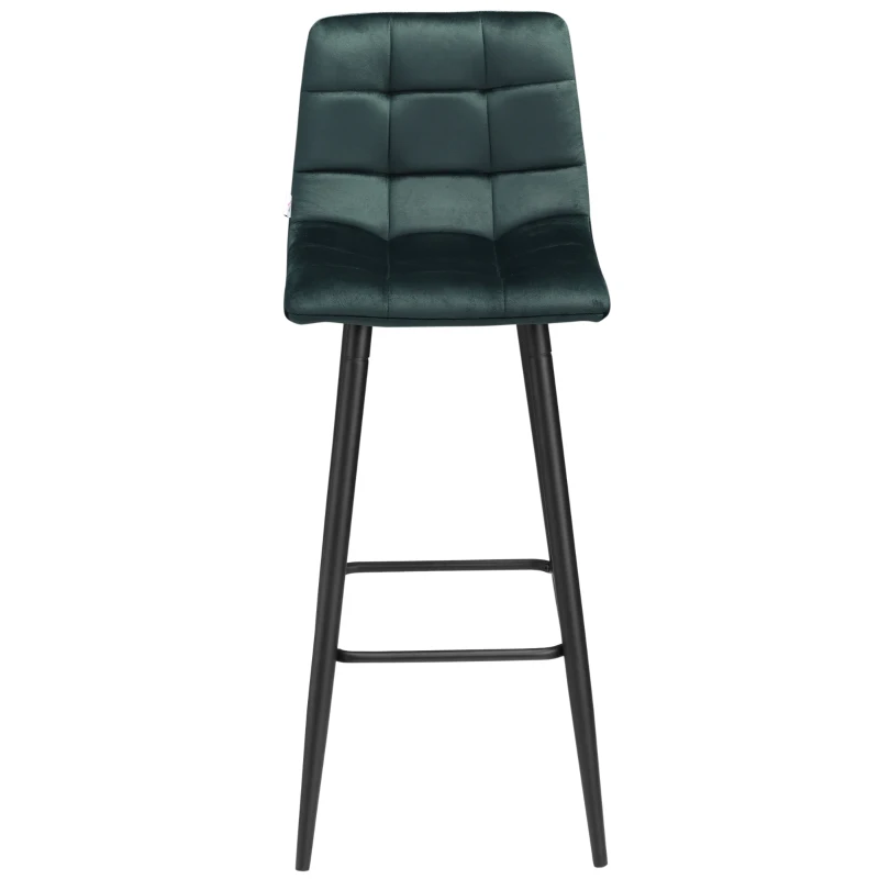 HOMCOM Barhocker 2er-Set, modernes Design, weicher Sitz, Stahlrahmen, 42 x 47 x 105 cm, Grün