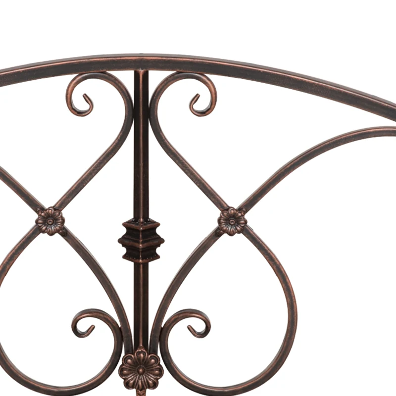 Outsunny Vintage Gartenbrücke mit Blumenelementen, aus Metall, 99x68x53 cm, Schwarz