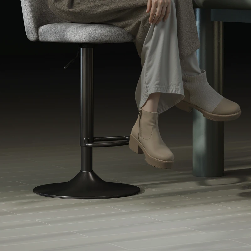 HOMCOM Set 2 Drehbare Barhocker mit Höhenverstellung, aus Leinenstoff, 44x53x91-111 cm, Dunkelgrau