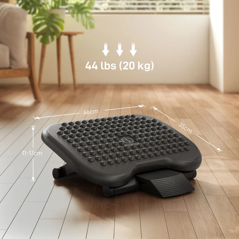 HOMCOM Ergonomische Bürofußstütze mit verstellbarer Höhe und Neigung 46 x 35 cm schwarz