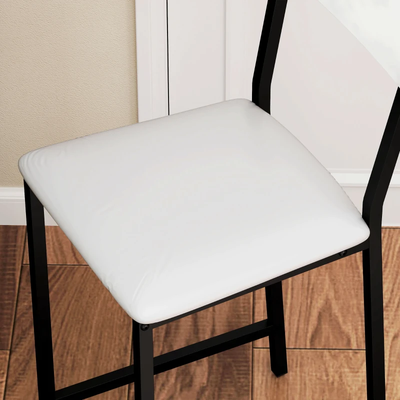 HOMCOM Ensemble table de bar mit Hockern, klappbare Tischplatte, Weinregal, Glashalter, Regale und Fußstützen, weiß