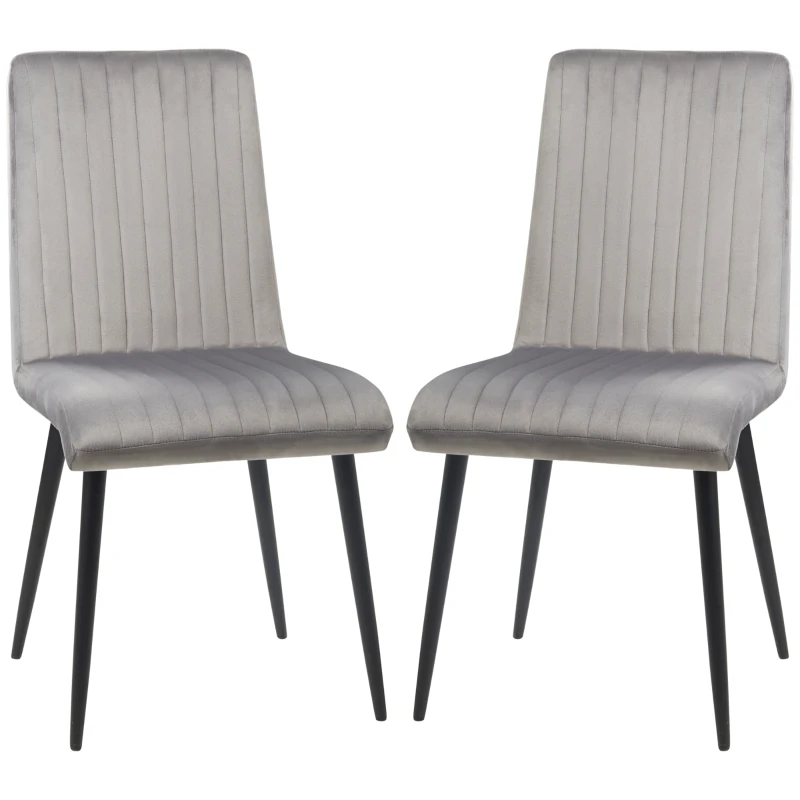 HOMCOM Set 2 Gepolsterte Küchenstühle mit Stahlbeinen und Platzsparendem Design, 43x58x90 cm, Grau und Schwarz