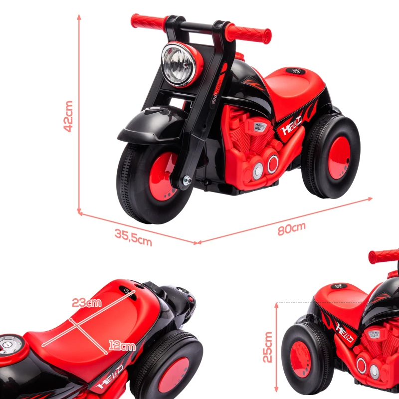 AIYAPLAY Motorrad Kinderscooter Motorrad Laufrad mit Musik und Blasen, breite Räder für Kinder von 2 bis 5 Jahren 80 x 35,5 x 42 cm schwarz