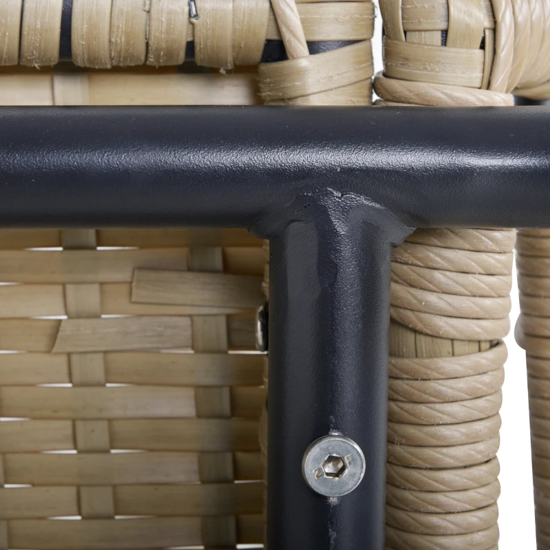 Outsunny 3 tlg. Rattan Gartenmöbel-Set, PE-Rattan, 1 Ecksofa, 1 Liege, inkl. Kissen, wetterbeständig, Kaffee +Creme