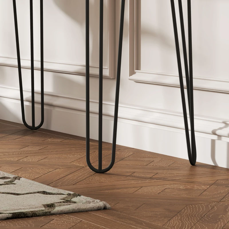 HOMCOM Konsolentisch mit 3 Schubladen, schmaler Eingangstisch mit Stahlhaarnadelbeinen, 90 x 30 x 75 cm, braun