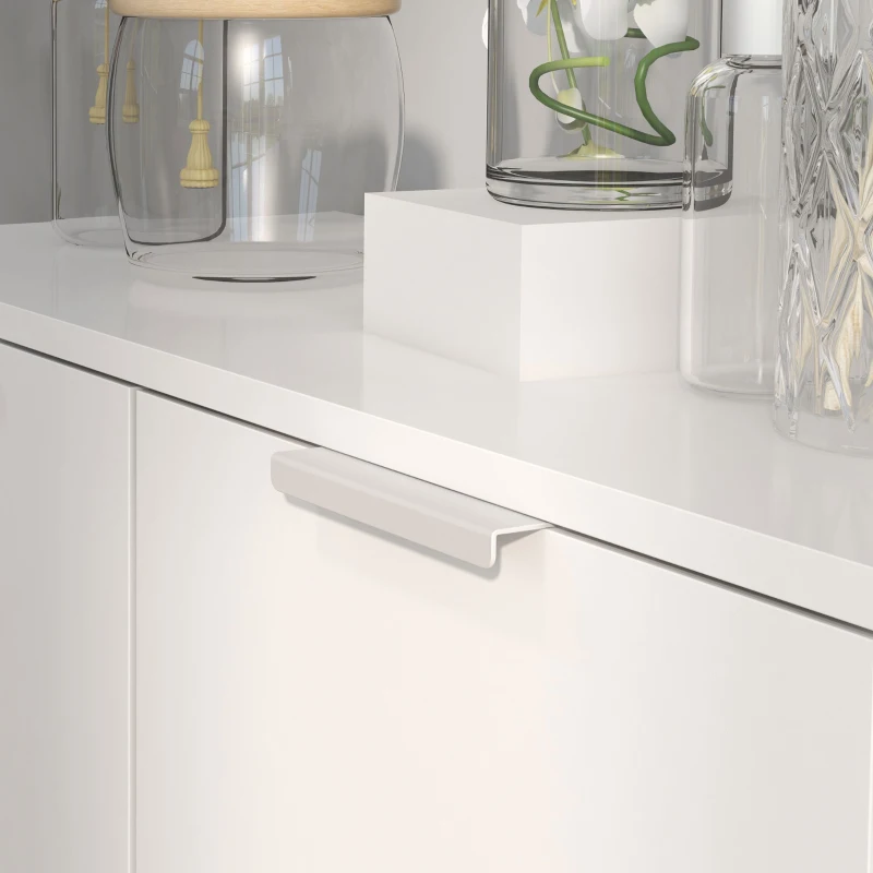 HOMCOM Moderner Schuhschrank für 15-20 Paar Schuhe, 5 Regale und Gedämpfte Schließung, Glänzendes Weiß