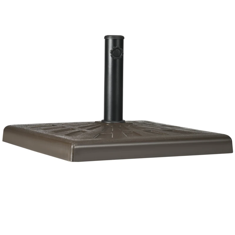Outsunny 19kg Sonnenschirmständer für Ø32mm, Ø38mm und Ø48mm Pfosten, Harz und Stahl, 51x51x32 cm, Braun