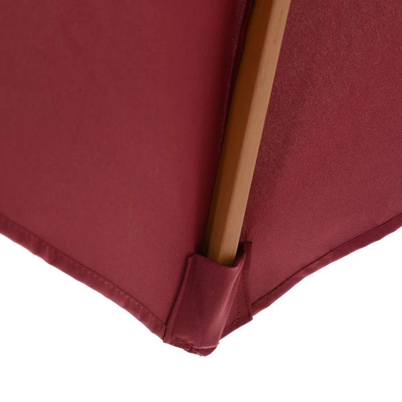 Outsunny Runder Garten-Sonnenschirm aus Holz und Polyester mit Seilöffnung, 2,5x2,3 m, Bordeaux
