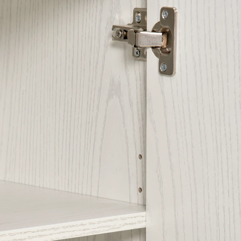 HOMCOM Rollbarer Mehrzweck-Küchenwagen mit Rädern, Schrank und Ablage für die Mikrowelle, hoher Schrank aus Spanplatte, 60,4x40,3x97cm Weiß