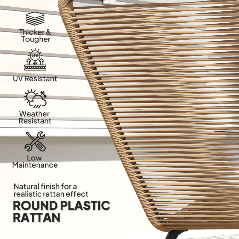 Outsunny Sun Lounger, woven resin, 'S' shape, steel frame 176 x 58 x 82 cm, natural