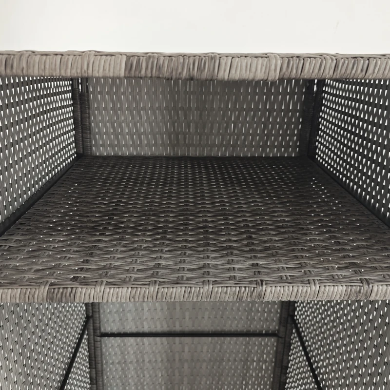 Outsunny Gartenschrank aus PE-Rattan mit 2 Fächern, 60x63x120cm, Grau