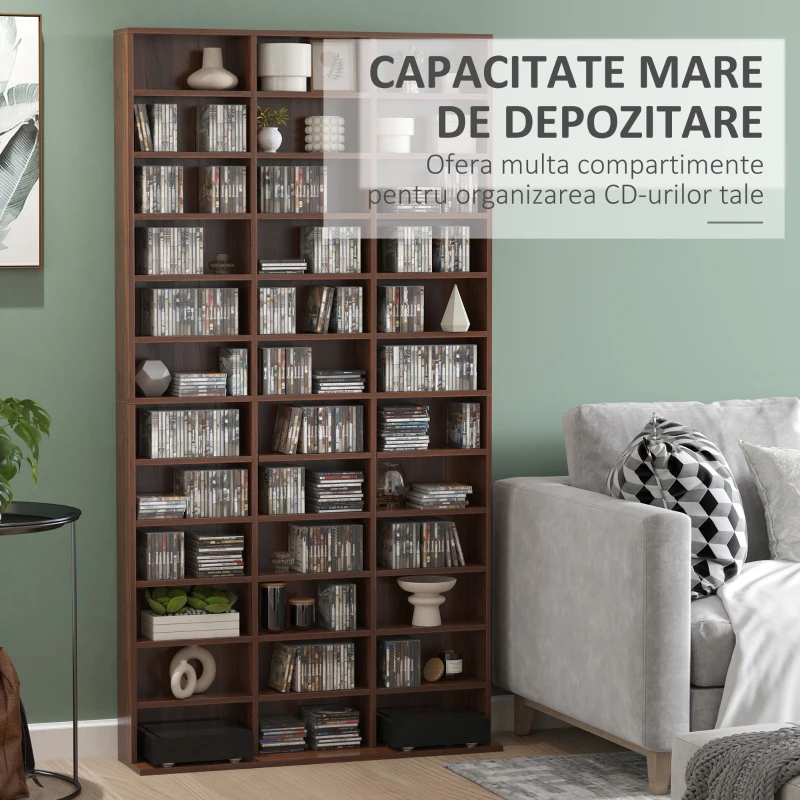 HOMCOM biblioteca de perete, 195x102x23.5cm, maro(m-4)