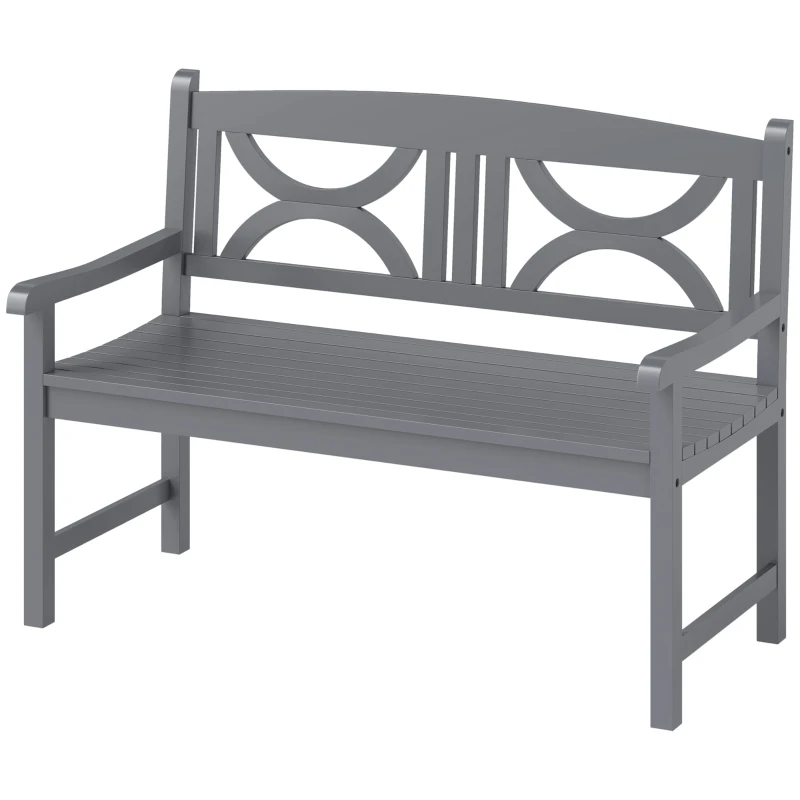 Outsunny 2-Seater Wooden Garden Bench Outdoor Patio Loveseat for Porch, Grey