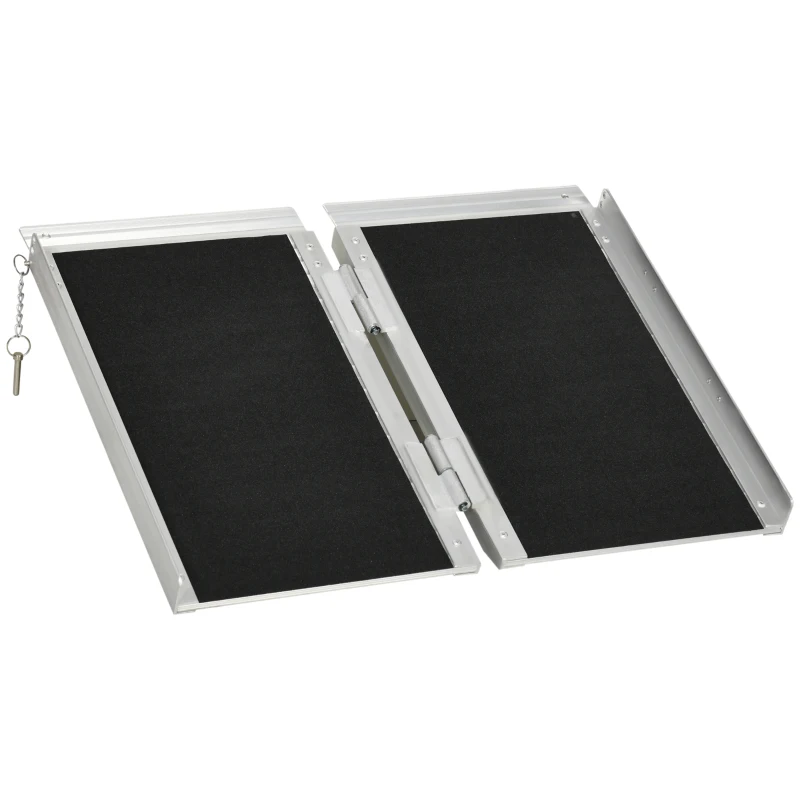 HOMCOM Rampa pentru Scaun cu Rotile, Pliabila din Aluminiu Texturat, Rampa Portabila pentru Prag de 5cm pentru Intrari